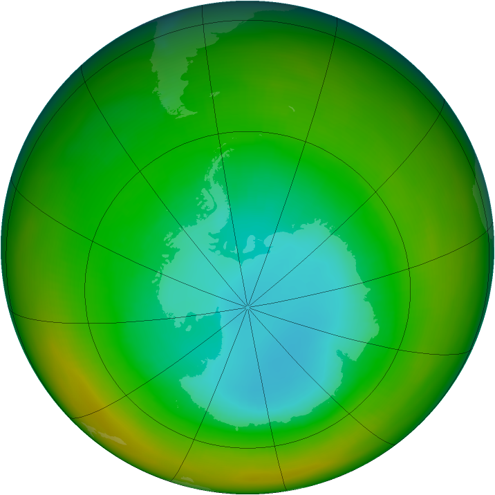 Antarctic ozone map for August 1981